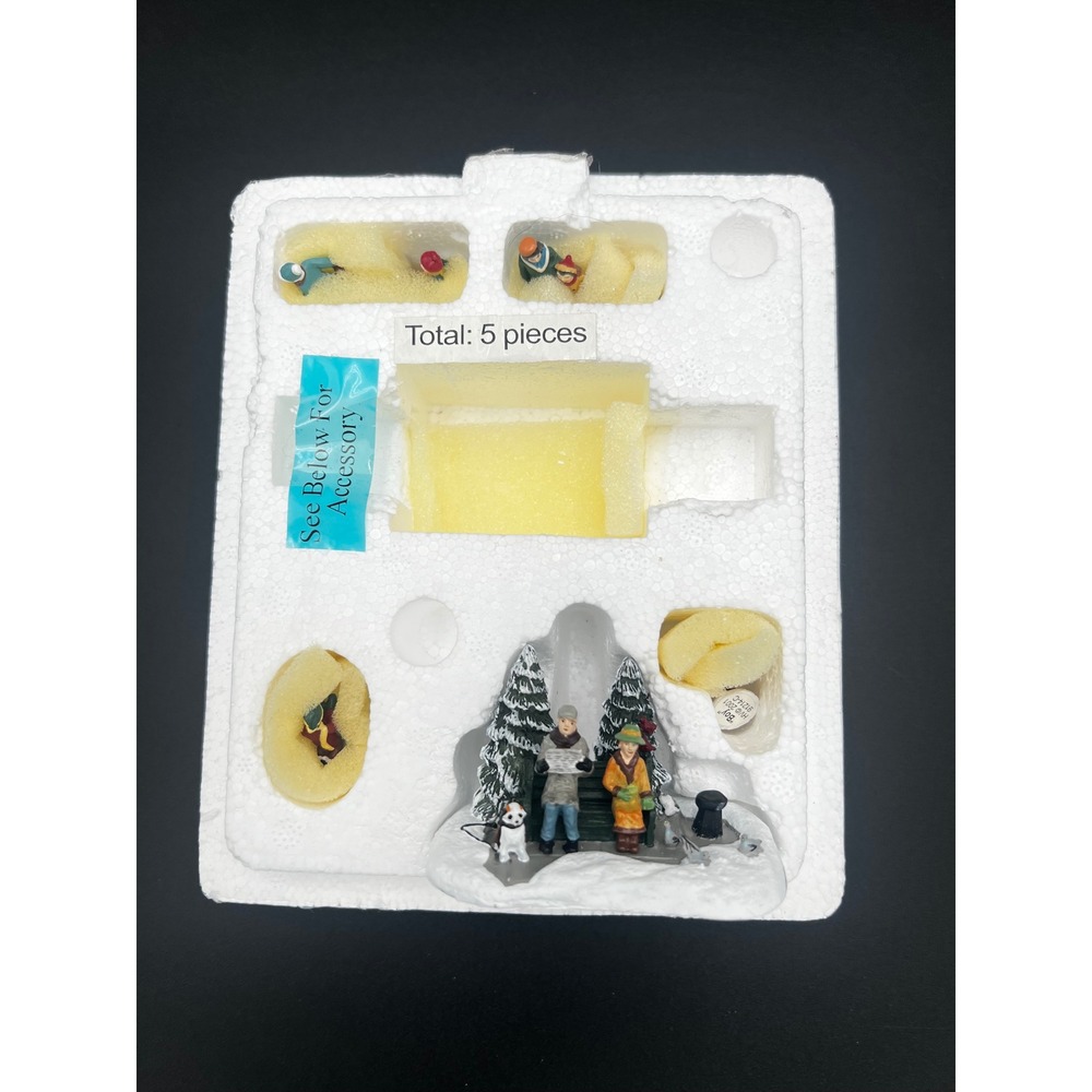 Hawthorne Village Winter Figurine Set 5pc Sledding Snowball 2001 91214-A-E